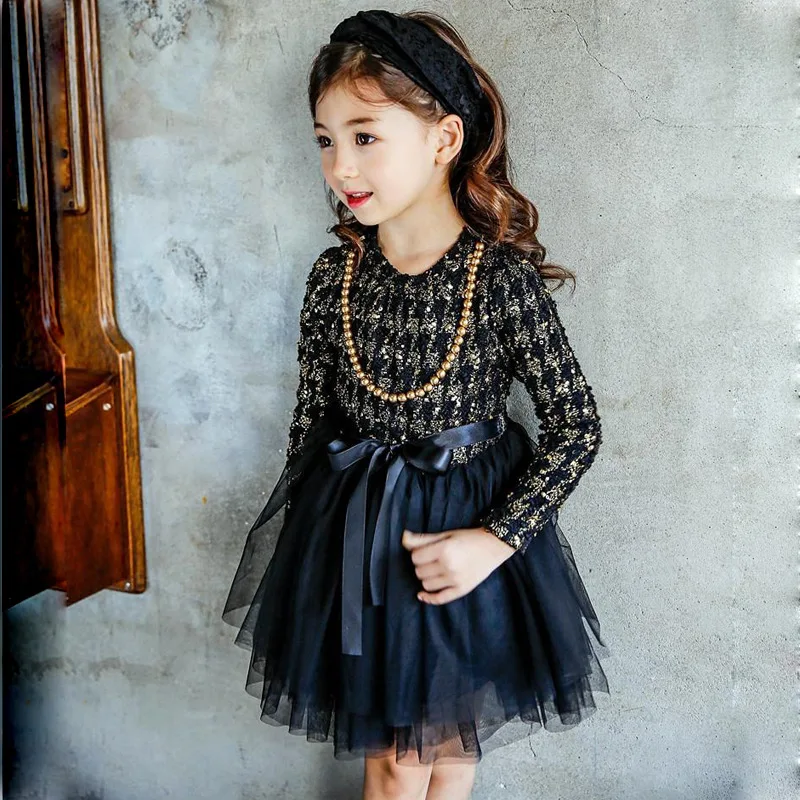 

Fashion Girls Dress Autumn Winter Girls Plaid Tutu Dresses Kids Party Frocks Warm Christmas Dress With Necklace New Year Clothes