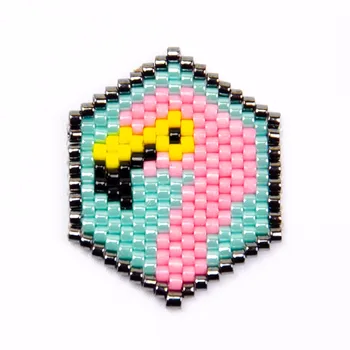 

Shinus Wholesale 10Pcs/lot Miyuki Accessories Flamingo Shape Animal Handcraft Pendants Handwoven New Diy 2019 Tapestry Beading