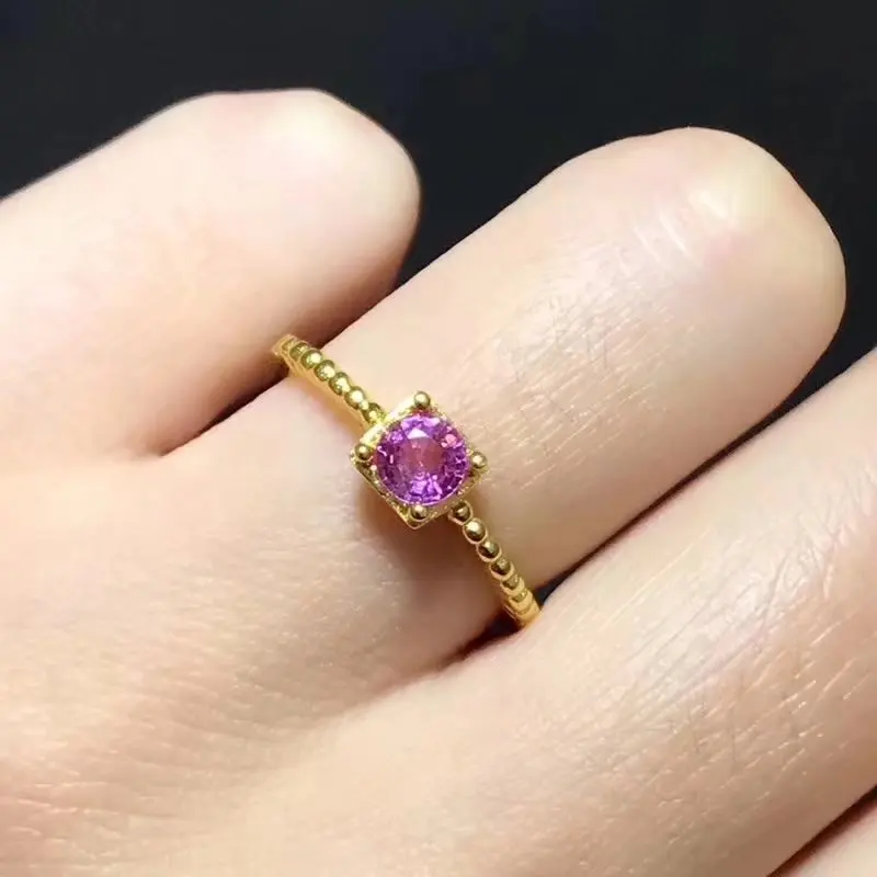 Fidelity Natural 4*5mm pink sapphire stone s925 sterling silver Rings