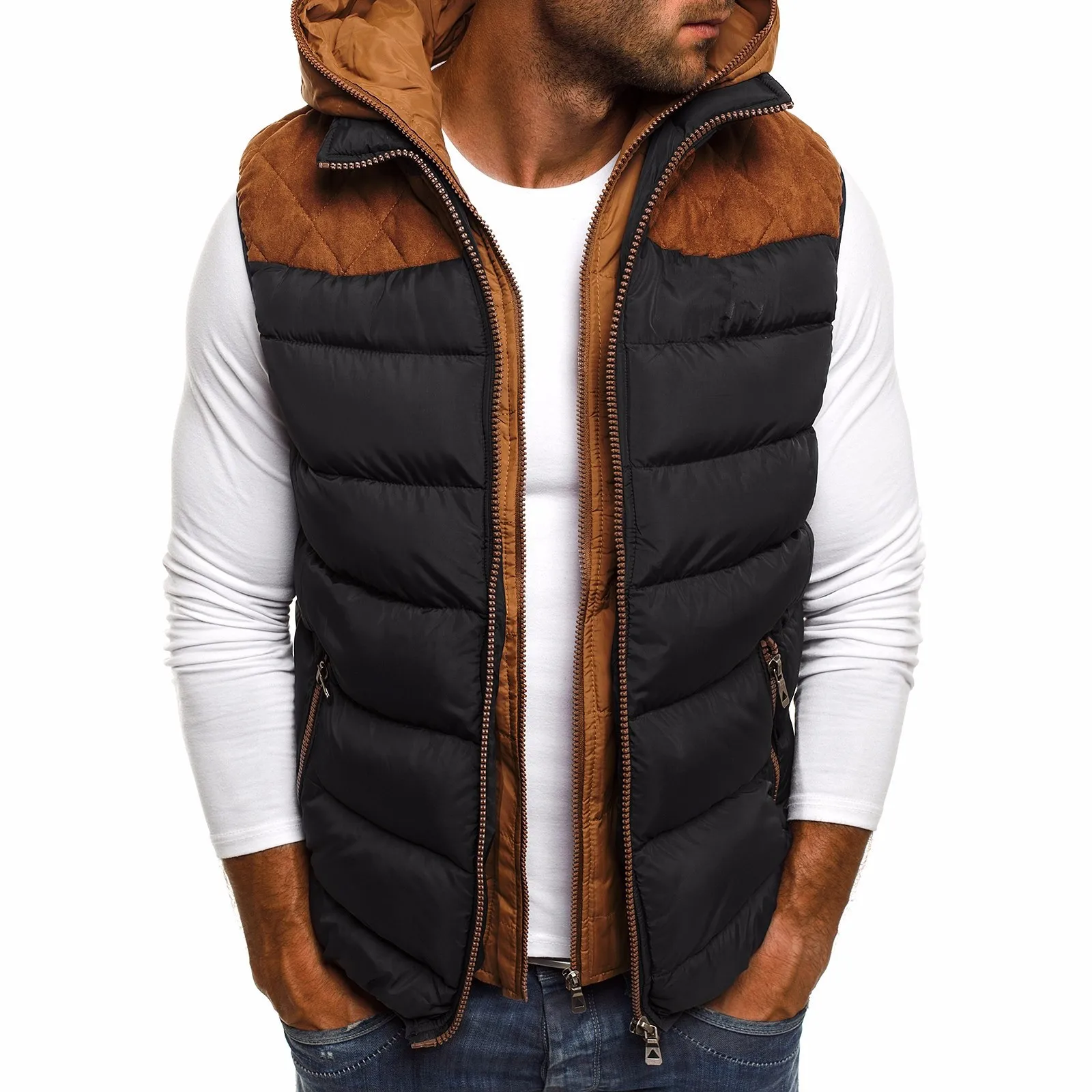 

ZOGAA 2019 Causal Solid Simple Zipper Men Down Jacket Men Sleeveless Winter Coat Men Winter Mens Clothing 4 Colors