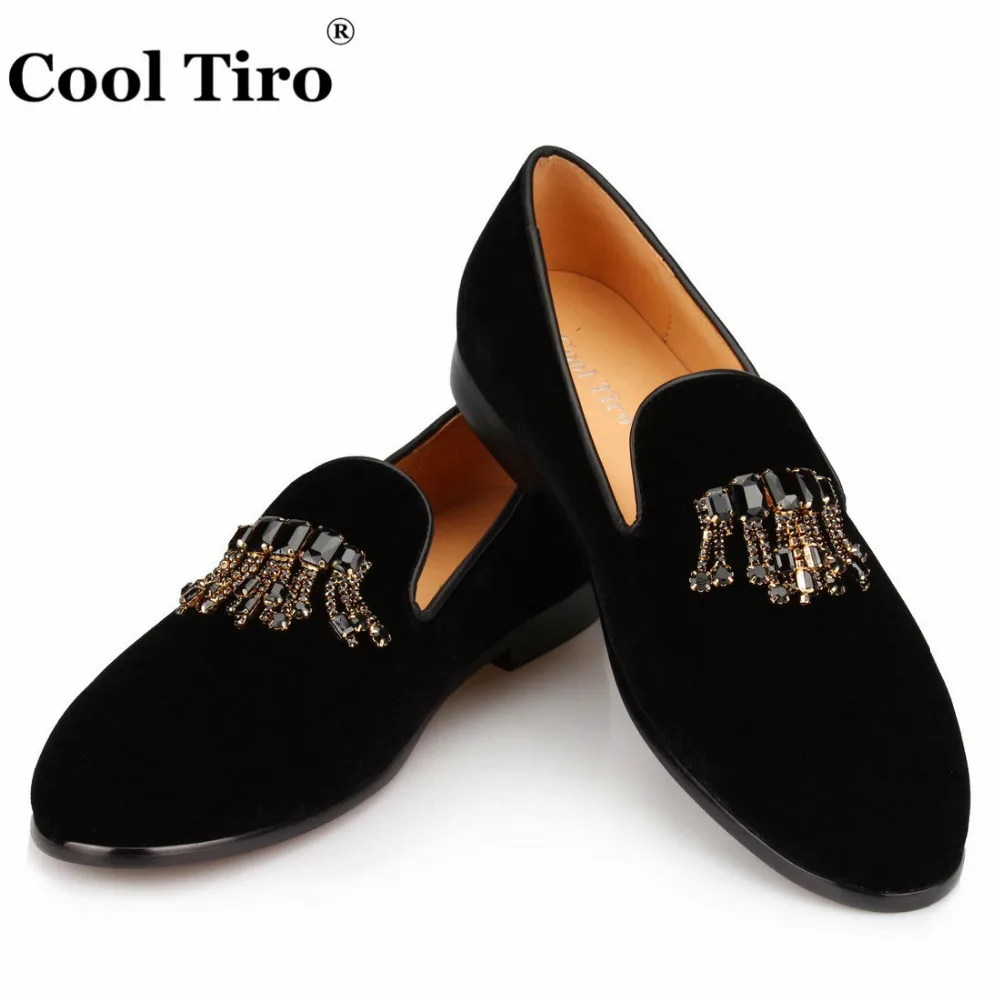 Velvet Loafers Crystal tassels Slippers (4)