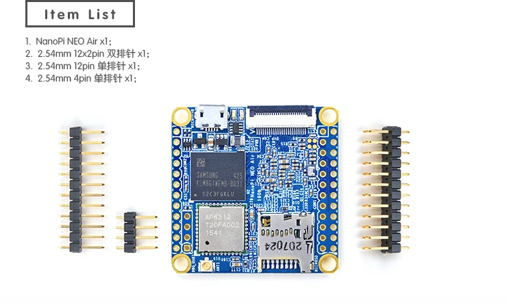Малый для NanoPi NEO Air бортовой 512 Мб DDR3 8G eMMC Wifi/bluetooth Allwinner H3 макетная плата IoT демо RPI 2