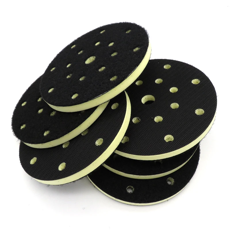 5PCS 6" 17-Hole PU Foam Interface Pad 150MM Medium Density Hook & Loop Sander Backing Pad Polishing Pad Power Tools Parts