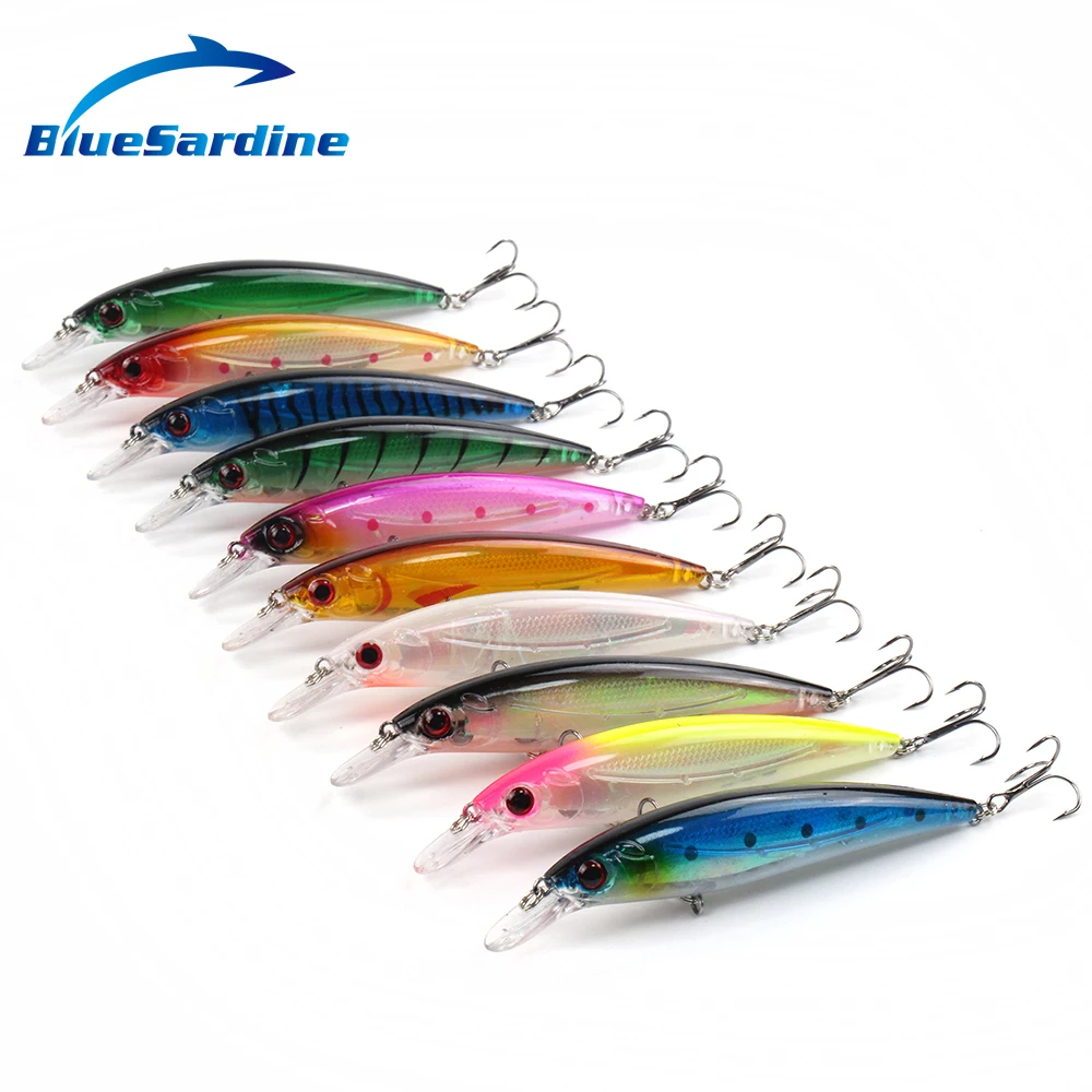 

BlueSardine 12.5G 11CM Minnow Fishing Lure Hard Bait Pesca Fishing Tackle isca artificial 10 Colors 10PCS/LOT