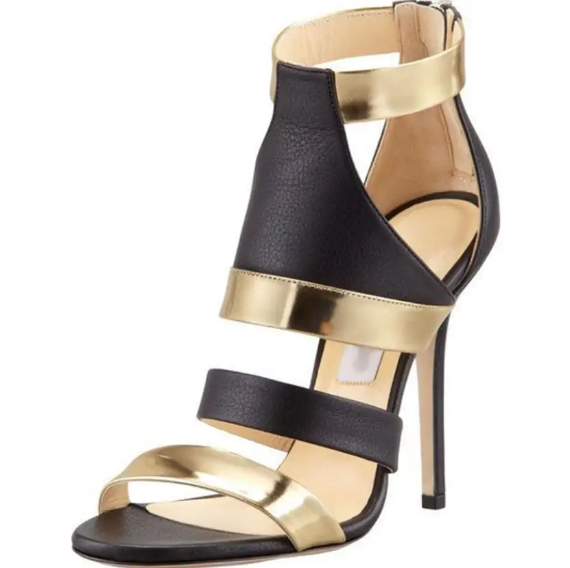 

Spring and summer fashion fish mouth super high heels zipper sexy spelling high heels sandals