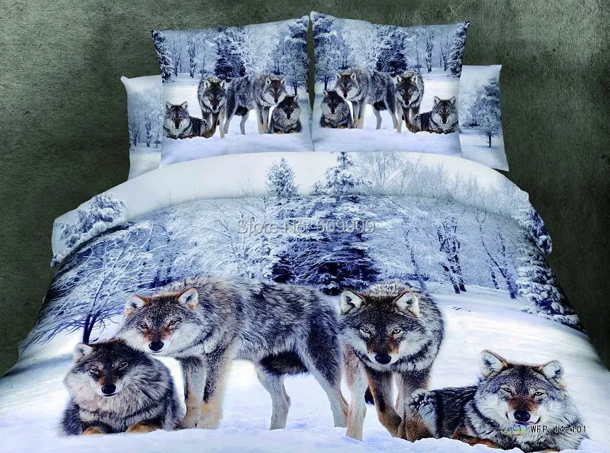 American Standard Size Wolf Sheets Twin and Full Size Wolf Bedding Set