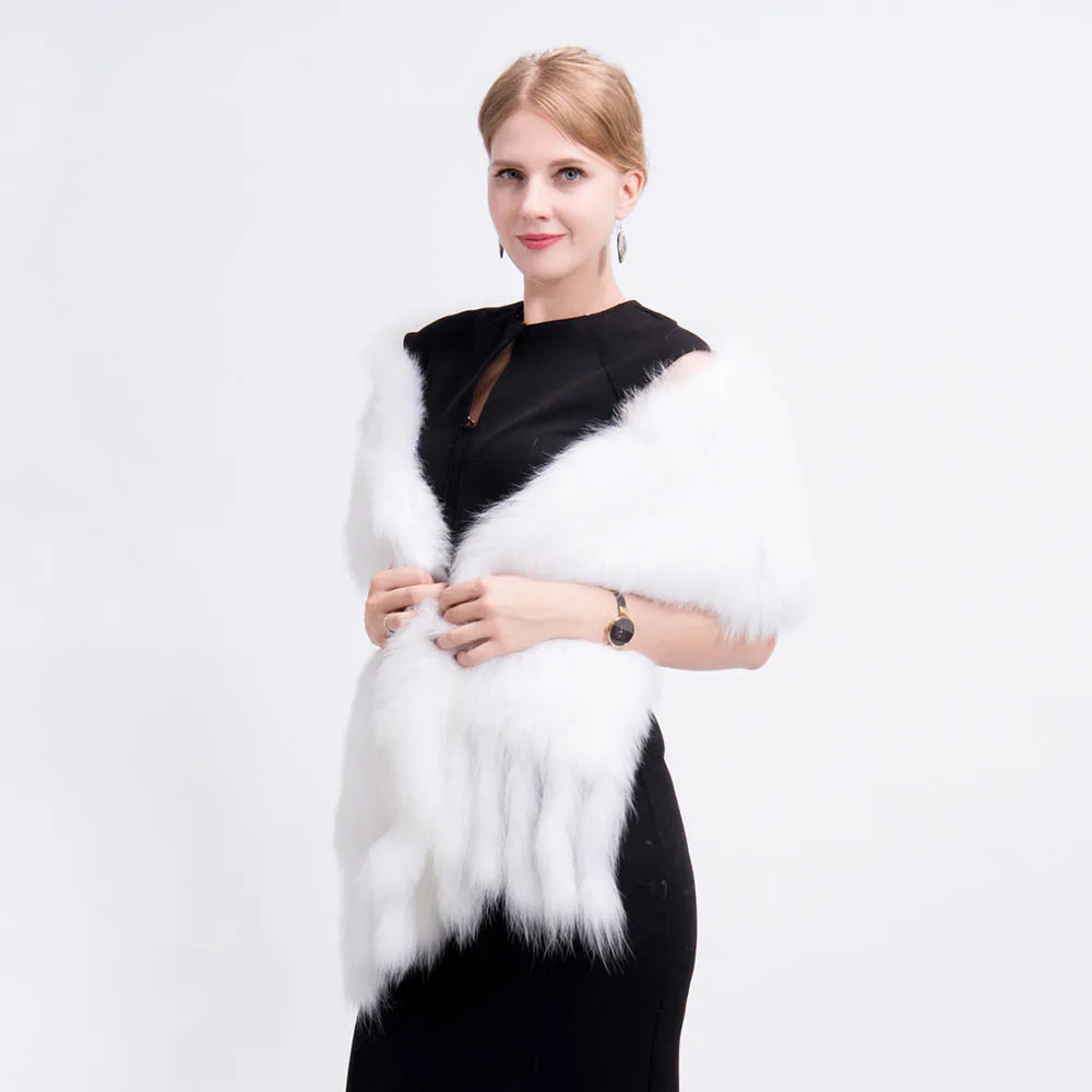 knit fox fur shawl 1