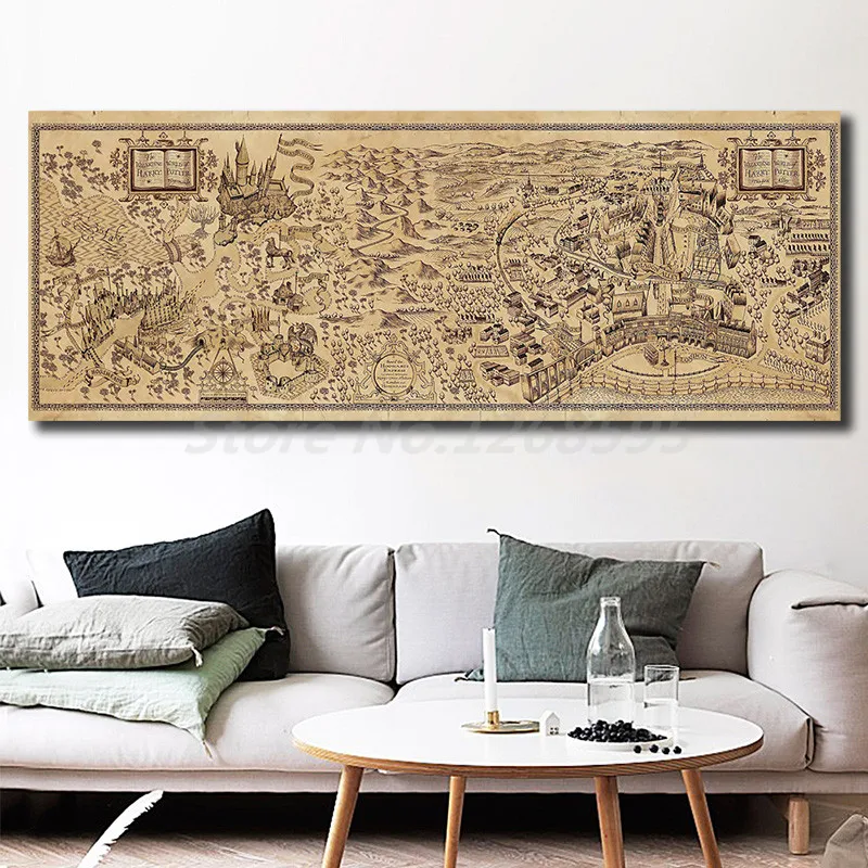 Map of The Wizarding World of Harry Potter Poster Decoration Home Bar Wall Art
