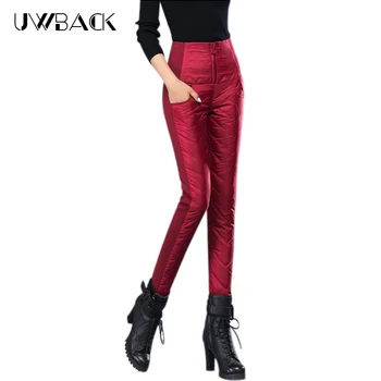

Uwback Women Fashion Down Leggings Winter Femme Thicker High Waist Fitness Pants Warm Female Casual Plus Size Trousers, PB1019