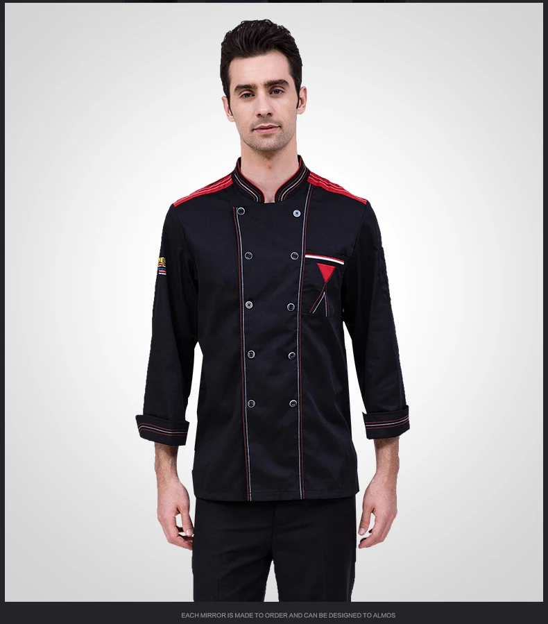Высокое качество шеф-повар униформа с длинным и короткий рукав Для мужчин Еда услуги одежда для приготовления пищи 4-Цвет рубашка для шеф-повара