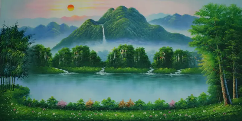 

HandPainted Modern Oil Painting on Canvas Chinese-style landscape painting Canvas Painting Wall Art Picture for Home Decoration