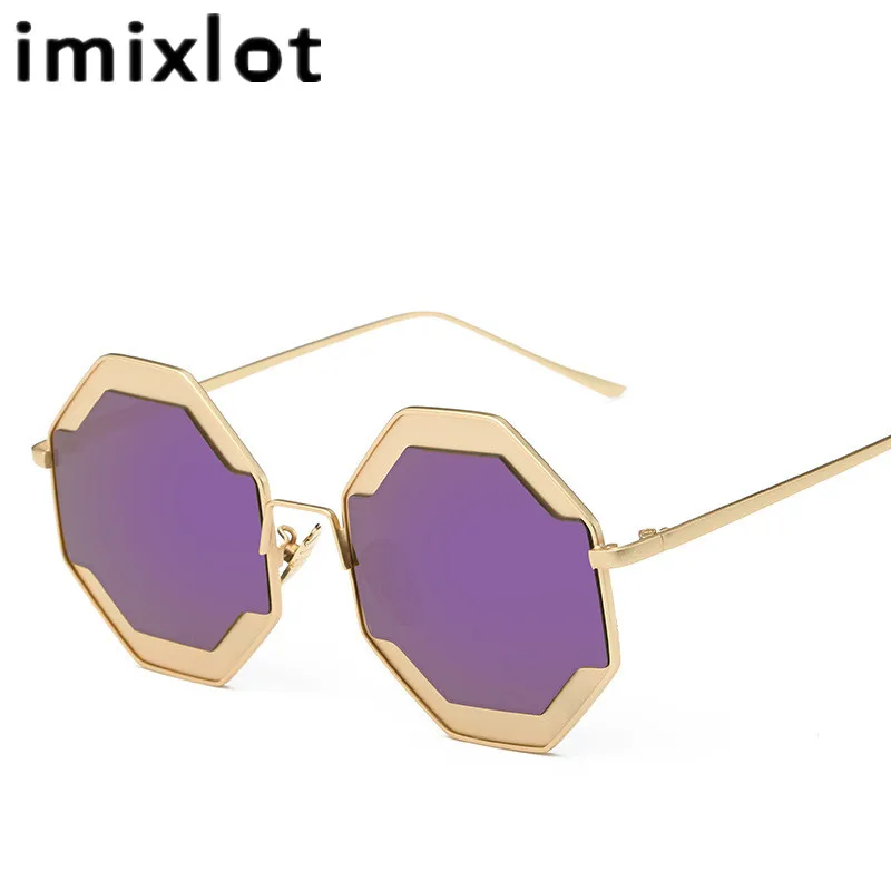 IMIXLOT новые шестигранные солнцезащитные очки Для женщин Брендовая Дизайнерская