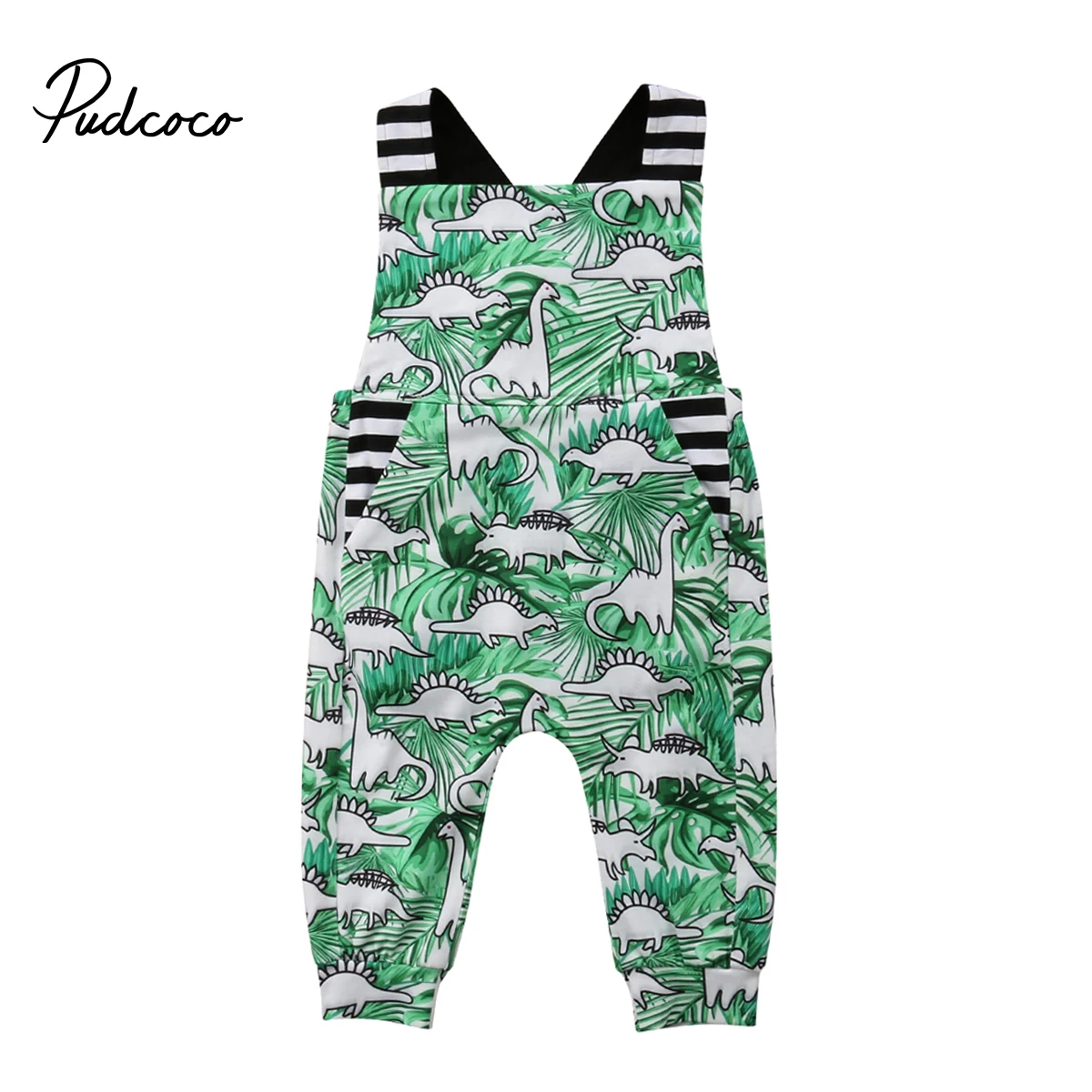 Sleeveless Back Cross Toddler Romper Infant Baby Clothes Dinosaur Printed