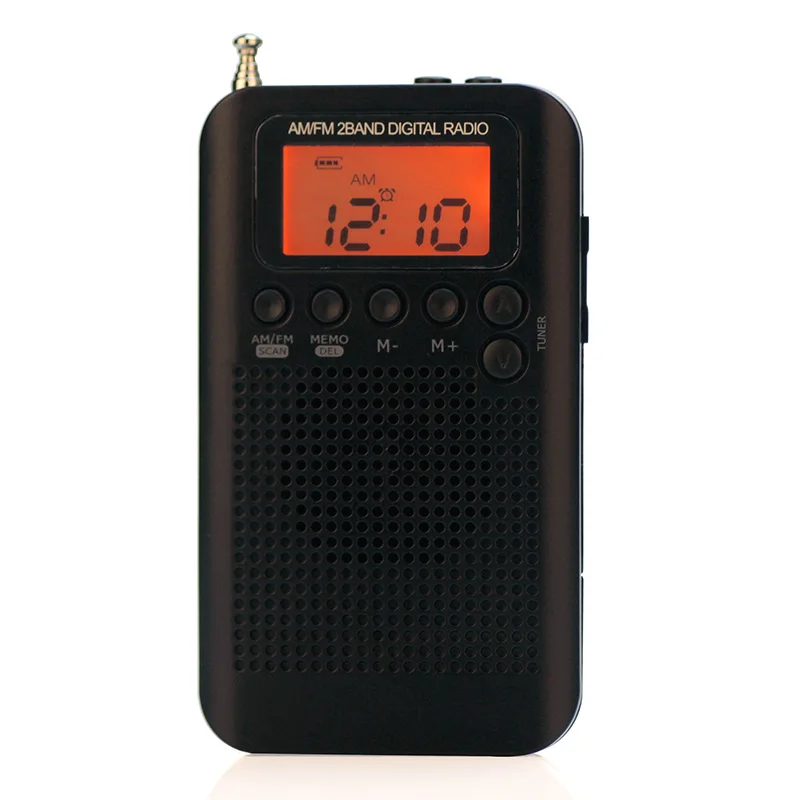 

Mini Radio Speaker Receiver LCD Digital FM / AM Radio Speaker with Time Display Function 3.5mm Headphone Jack