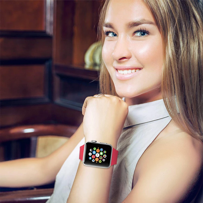 Ремешок из натуральной кожи для Apple Watch Band 4 5 44 мм 40 мм 42 мм 38 мм браслет для iwatch series 3 2 1 Аксессуары для часов