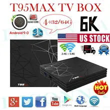 T95MAX Android 8.1 Oreo 4+64G 6K Quad Core Smart TV BOX 3D Media MINIPC Streamer