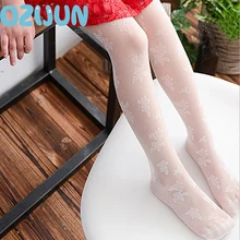 New summer kids girls tights 3 12Y Transparent flowers floral jacquard pattern pantyhose children stockings for