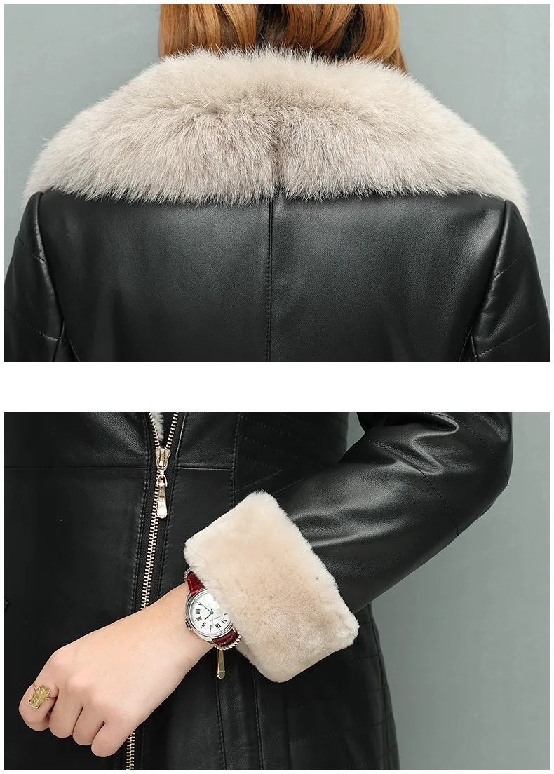 AYUNSUE зимнее пальто из овчины для женщин, двухстороннее меховое пальто, толстая теплая куртка из натуральной кожи, натуральный воротник из