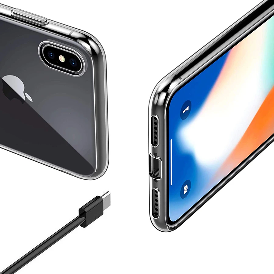 Мягкий чехол из ТПУ для iPhone XS Max прозрачные тонкие чехлы MAX XR X 7 PLUS 8 6S 6 5 ярких
