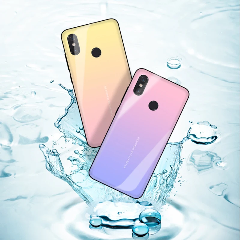 Gradient Aurora Tempered Glass Cases for Xiaomi Mi 8 Case 6.21'' Luxury Colorful Smooth Protector Cover Mi8 Bumper |
