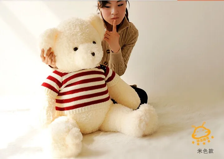

stuffed animal teddy bear doll 90cm sweater stripes flag wind bear plush toy gift w2736