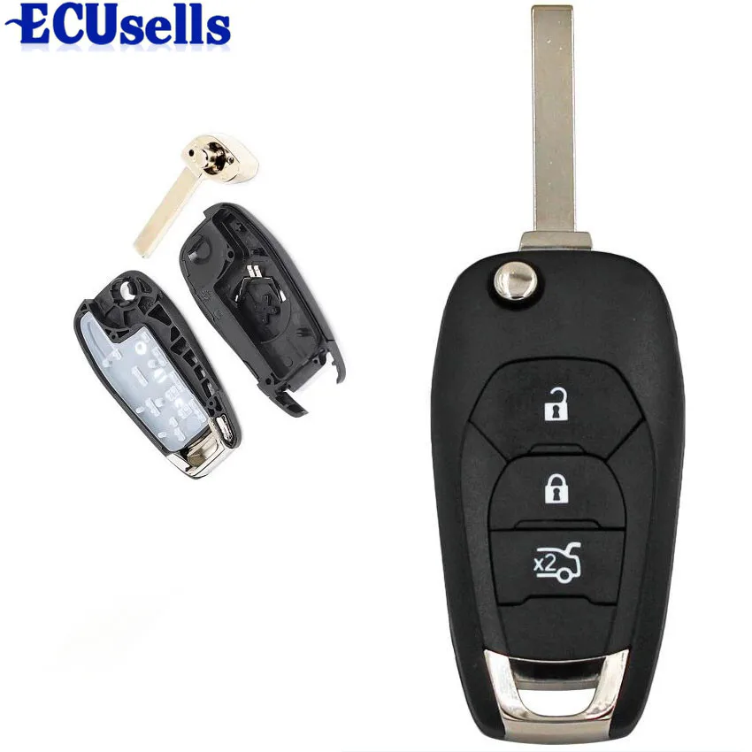 

Flip Replacement Remote Key Shell Case Fob 3 Buttons for Chevrolet Cruze Aveo 2014-2017