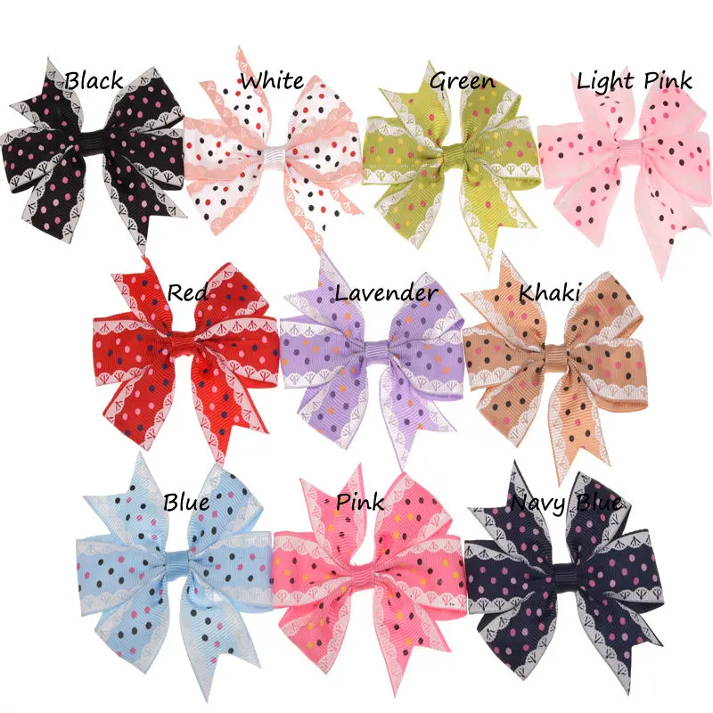 

10pcs Floral Printed Dot Grosgrain Ribbon Band Bow 8cm Bowknot Swallow tail Hairbows Sweet Barrette Fashion Hair Accessories