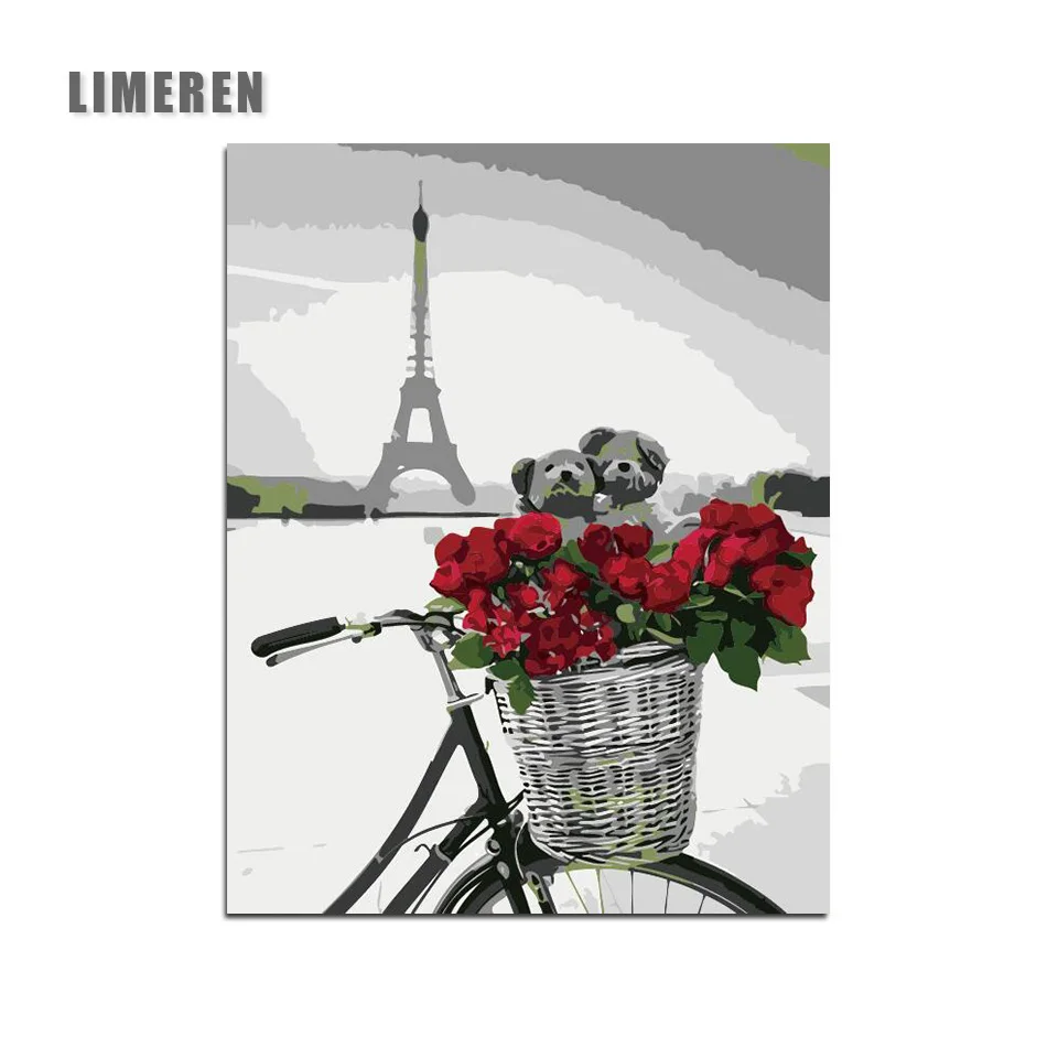 

Hot Selling Acrylic Paint By Numbers Rose Bike Bear Adult Paint By Numbers Kits Dipinto Painting Canvas For Living Room Wall Art