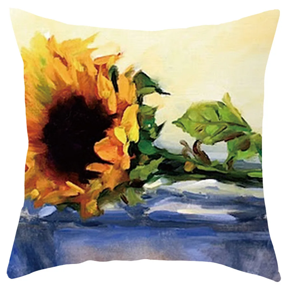 

Pillow Case Cover Square 45cm*45cm Linen Pillow Cases Bedding Sunflower short plush sofa cushion set home decoration L529