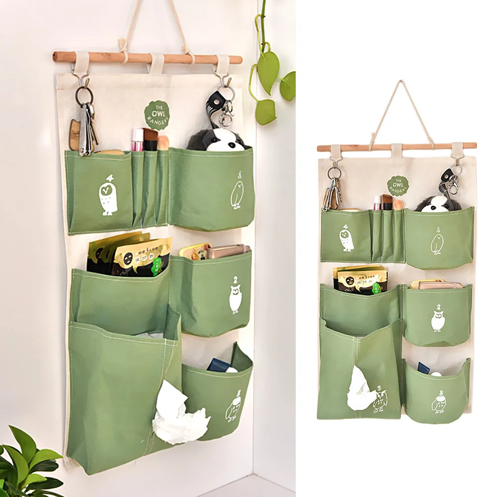  Cotton Linen Decorative Home Organizer Wall Door Pouch Holder Closet Hanging Storage Case Bag Child