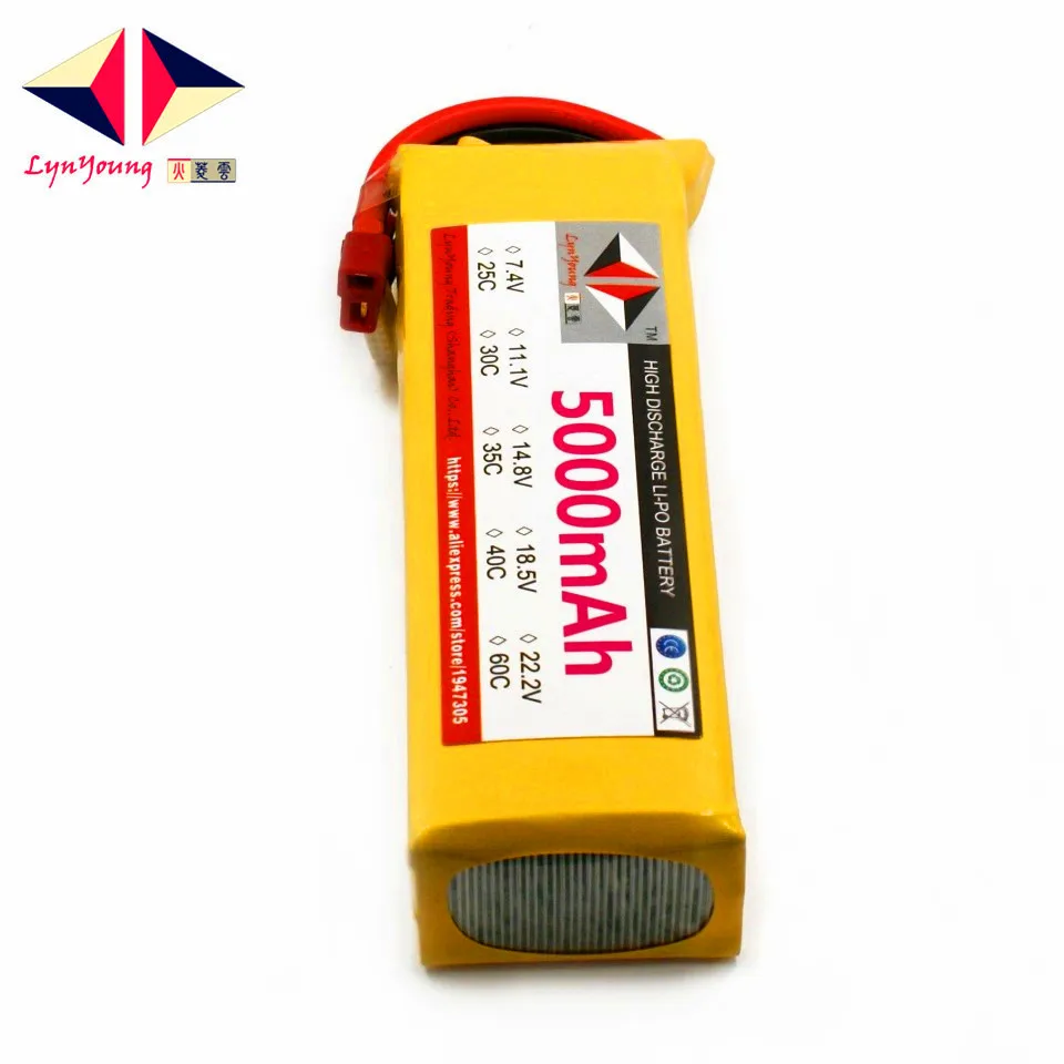 AKKU LYNYOUNG lipo font b battery b font 4S 14 8V 5000mAh 30C for RC font