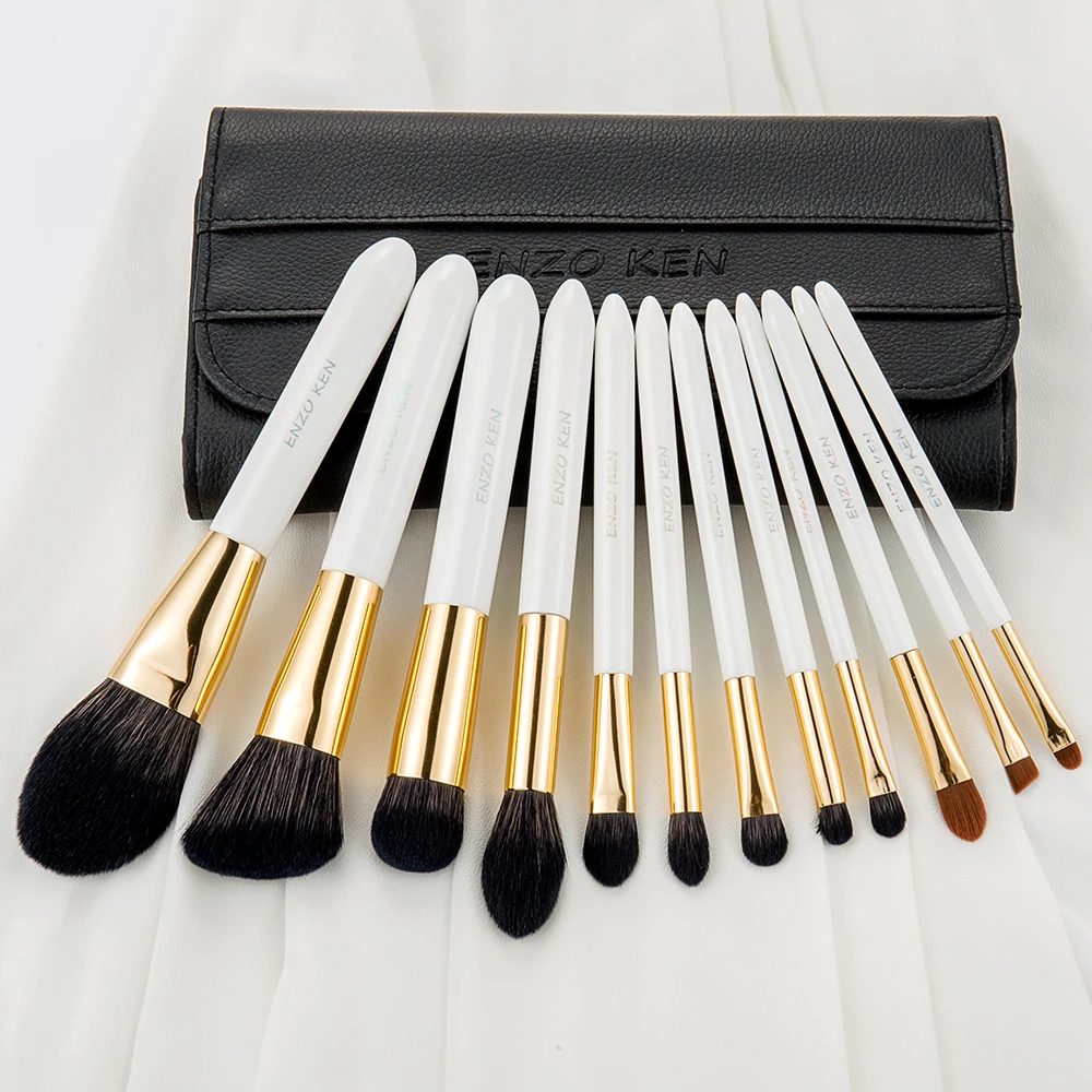 

Makeup Brushes with Bag ENZO KEN 12Pcs Women Gift Blush Brush Powder Blending Makeup Brushes Set Professional