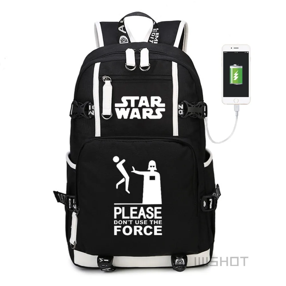 

WISHOT Star Wars Darth vader Yoda funny Printed multifunction USB charging backpack Men School Bags travel Laptop Bags