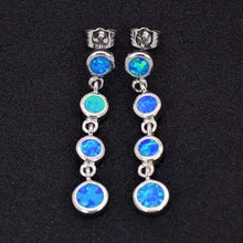 Опт и розница модные синие/белые/розовые серьги с огненным опалом 925 пробы серебряные ювелирные изделия для женщин EMT16042610