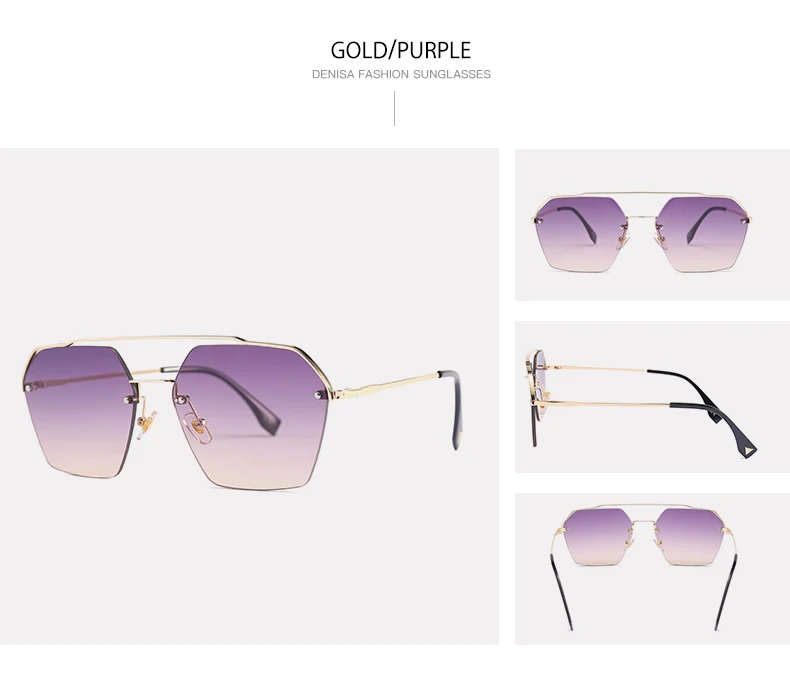 DENISA шестигранные солнцезащитные очки для девочек без оправы Солнцезащитные очки для женщин летние очки мужские роскошные очки для вождения UV400 оттенков G25034