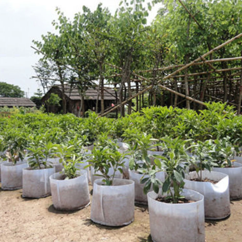 HOT White Plant Grow Bags Pot Fabric Pouch Nursery Seed Raising Bag Garden 