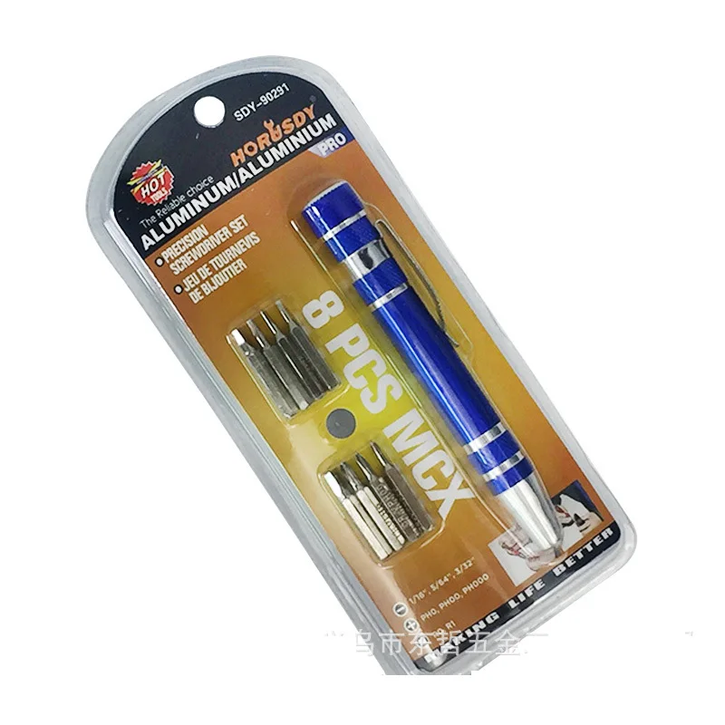 8 in 1 Pen Portable Aluminum Alloy Precision Screwdriver Set Repair