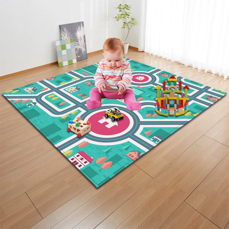 

Cartoon Print Kids Play Game Mat Rectangle Modern Carpet Large Area Rug Blanket Floormat for Livingroom Bedroom Home Decor