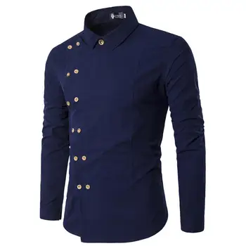 

New Brand Nice Men Shirt Double Breasted Dress Shirt Long Sleeve Slim Fit Camisa Masculina Casual Male Hawaiian Shirts