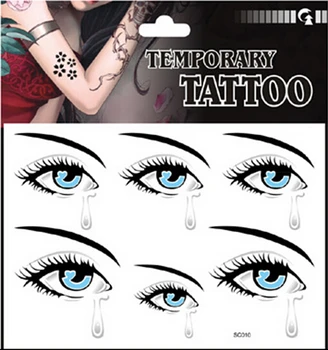 

3Sheets Temporary Tattoo Crying Blue Eyes Tatoo Body Art Tatuagem