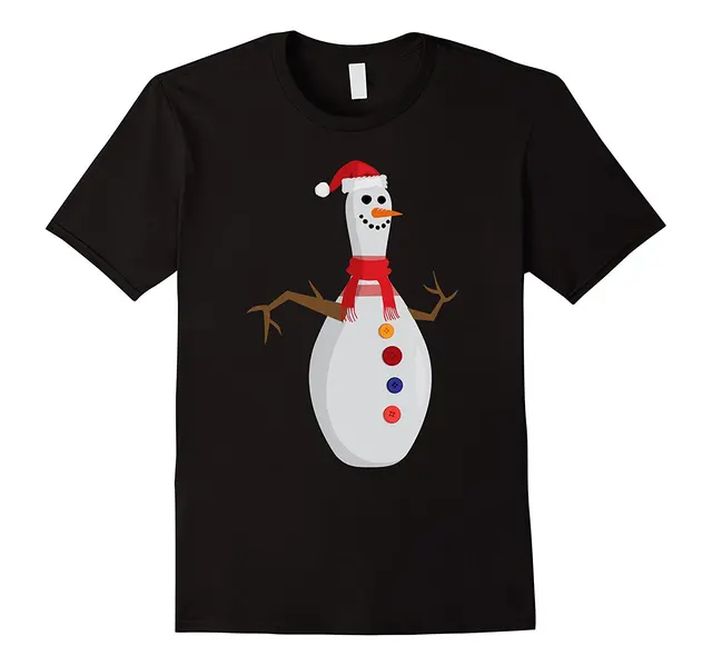 Best Price Snowman Bowlinger Pin Tshirt Funny Santa Christmas Gifts 2018 Fashion 100% Cotton Slim Fit Top Colour Funny Printed