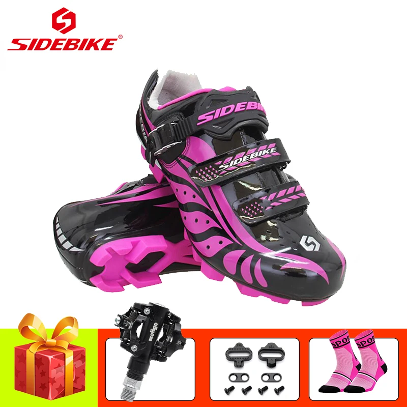 

SIDEBIKE pro cycling shoes pink sapatilha ciclismo mtb SPD Pedals 2019 women Ultralight self-locking riding cycling sneakers