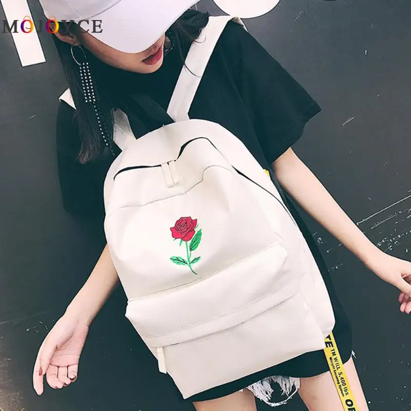 Mochila mujer lona Rosa flor bordado estudiante adolescentes niñas escuela Mochila bolsa de viaje Mochila negra Mochila femenina Mochila mujer lona Rosa flor bordado estudiante adolescentes niñas escuela Mochila bolsa de viaje Mochila negra Mochila femenina