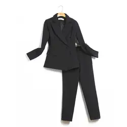 Индивидуальный Женский Тонкий двубортный костюм из двух предметов (куртка + брюки) Женская деловая мода официальная деловая одежда