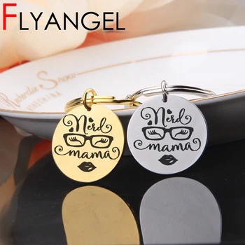 

New Design Chic Key Holder Engraved Nerd Mama High Quality Keychain Mother's Day Gifts Women Jewelry For Best Mother Gifts