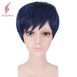 Yiyaobess 6 дюймов короткие темно-синий Косплэй парик Синтетические чёлки волос Последние игры Aomine Daiki Синтетические волосы прямые