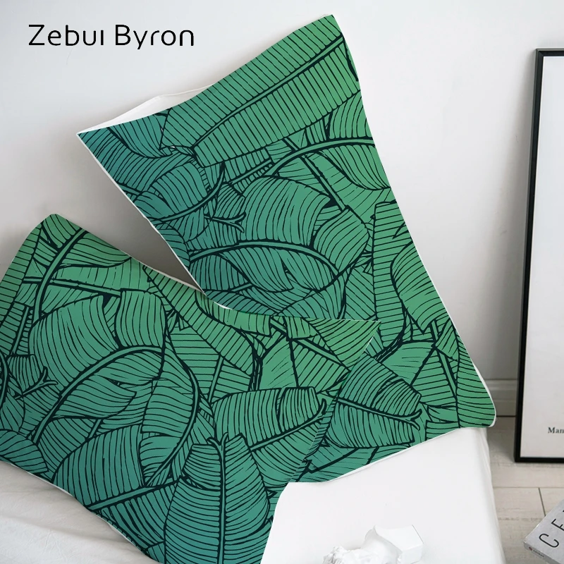 

3D HD Pillow Case Pillowcase Custom/50x70/50x75/50x80/70x70 Decorative Pillow Cover,Nordic Green leaf Bedding Drop Shipping