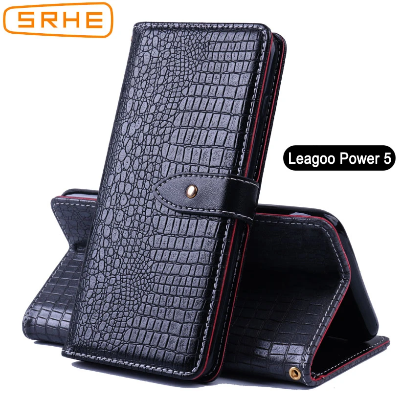 

SRHE For Leagoo Power 5 Case Cover Flip Luxury Leather Silicone Wallet Case For Leagoo Power 5 Power5 With Magnet Holder 5.99''