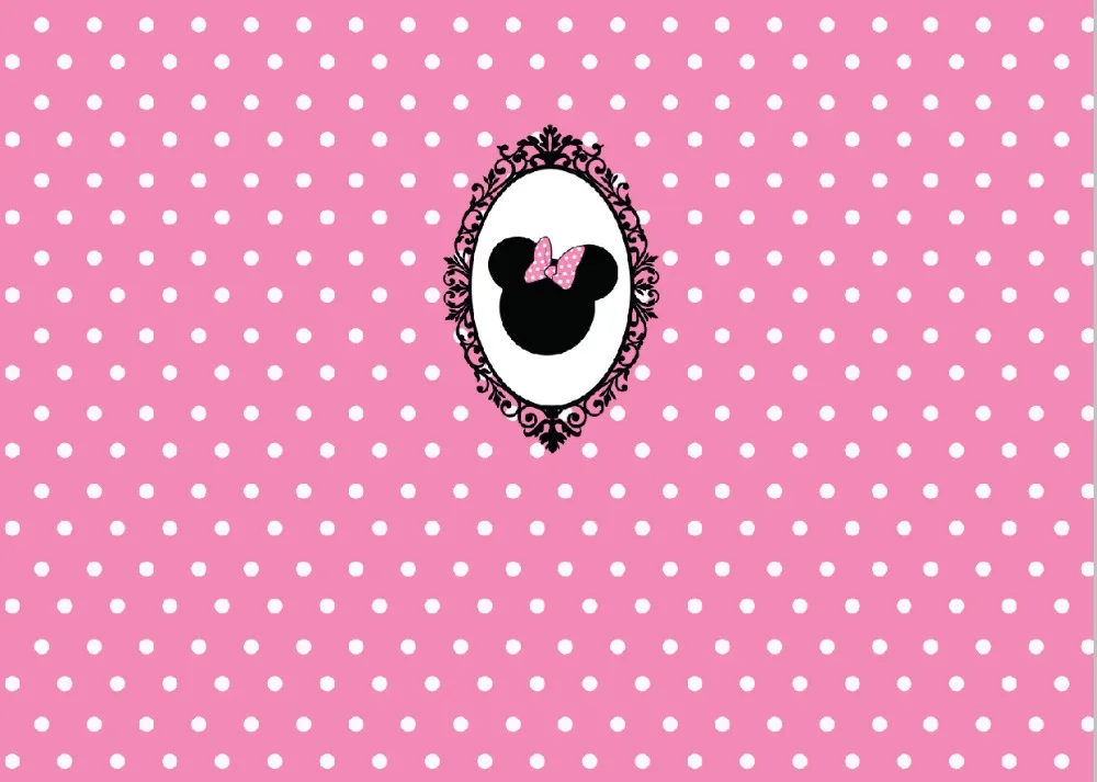 5x7FT White Pink Polka Dots Pattern Minnie Bow Baby Shower Custom Photo