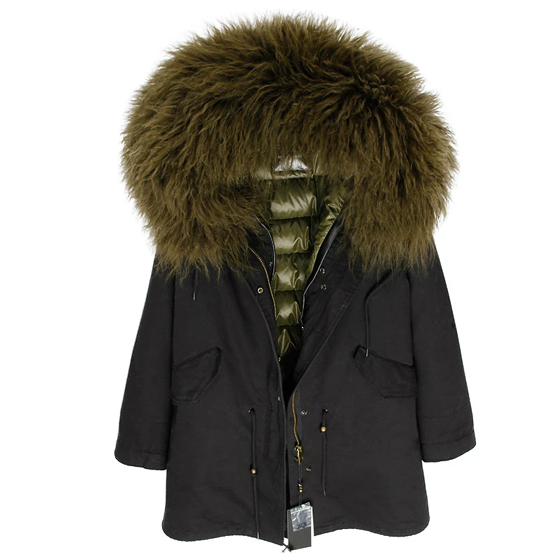 OFBUT, зимняя женская куртка, пальто с натуральным мехом, длинная парка, воротник из натурального меха монгольской овцы, гусиный пух, пальто, Толстая теплая уличная одежда